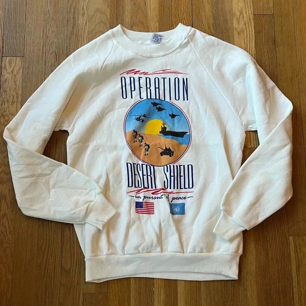 Vintage 1991 Operation Desert Storm/Shield Double Sided Sweatshirt M Made In USA